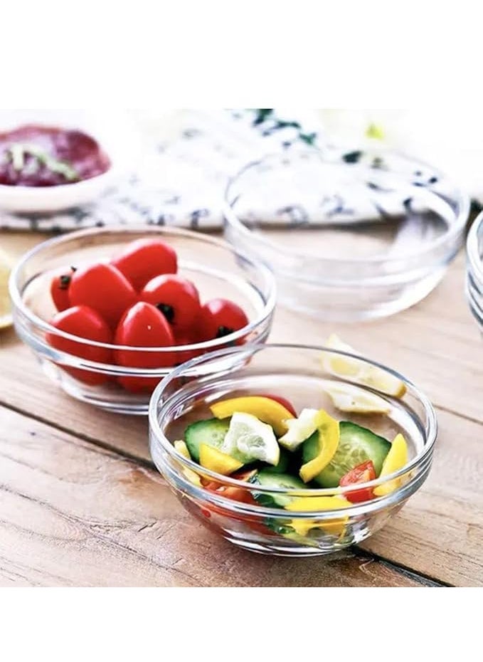 smart serve Smartserve Stackable Glass Bowls Set 240ml Set of 6 Serving Bowls for Snack Fruit Appetizer Dessert Clear Non Porous Glass Scratch Resistant Multipurpose Bowl for Kitchen Transparent  - Image 2
