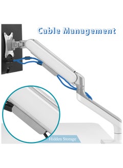 ETHU ETHU Dual Monitor Arm for 17-35" Screens heavy duty UP to 16KGs/35lbs(each arm) Dual Monitor Stand Fully Adjustable C-Clamp & Grommet 2-Way Assembling VESA Mount 75mm 100mm Silver-White  - Image 5