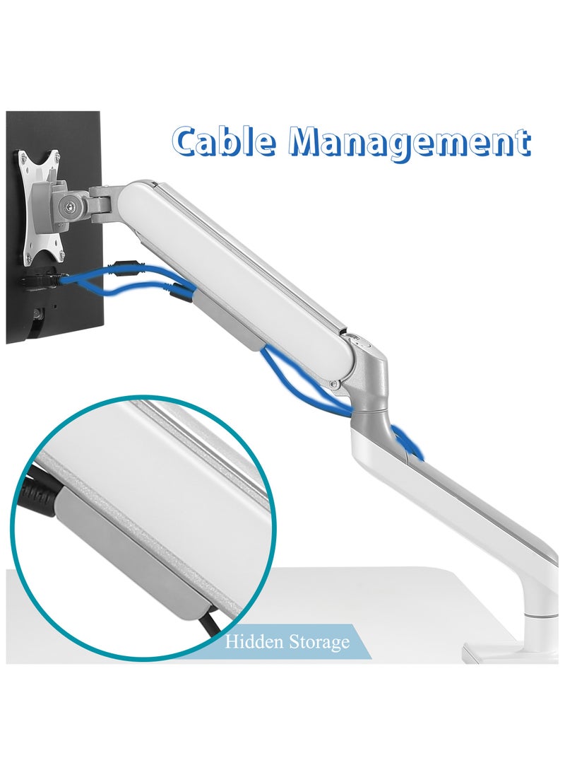 ETHU - ETHU Dual Monitor Arm for 17-35" Screens heavy duty UP to 16KGs/35lbs(each arm) Dual Monitor Stand Fully Adjustable C-Clamp & Grommet 2-Way Assembling VESA Mount 75mm 100mm Silver-White - Image 1