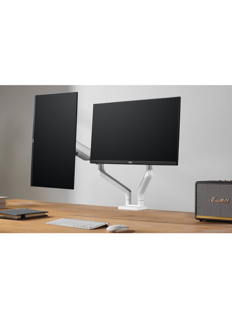 ETHU - ETHU Dual Monitor Arm for 17-35" Screens heavy duty UP to 16KGs/35lbs(each arm) Dual Monitor Stand Fully Adjustable C-Clamp & Grommet 2-Way Assembling VESA Mount 75mm 100mm Silver-White - Image 1