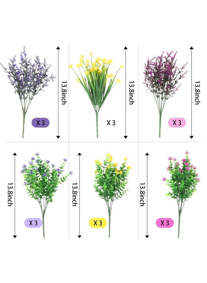 WENYU 18 Bundles Fake Flowers, UV Resistant Artificial Flowers for Outdoors No Fade Faux Plastic Flowers & Plants for Outdoor Planters Outside Garden Porch Window Home Wedding Indoor Decor  - Image 3