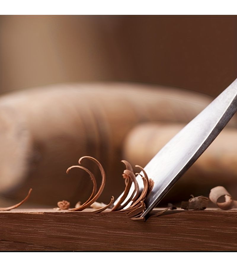 مجموعة أزاميل نحت الخشب الاحترافية المكونة من 3 قطع بمقبض من خشب الزان، أدوات نجارة للنحت الأساسي والدقيق، تشمل مقاسات 6 و10 و14 مم. - Image 5