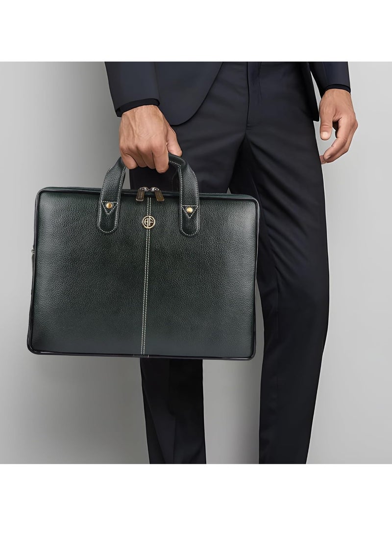 HAMMONDS FLYCATCHER - Leather Laptop Bag for Men/Office Bag for Men, Green |Fits Upto 14 Inch Laptop Bag/MacBook |Leather Bag for Men with Shoulder Straps |Crossbody Laptop Messenger Bag for Men, LB105GR (C76J) - Image 1