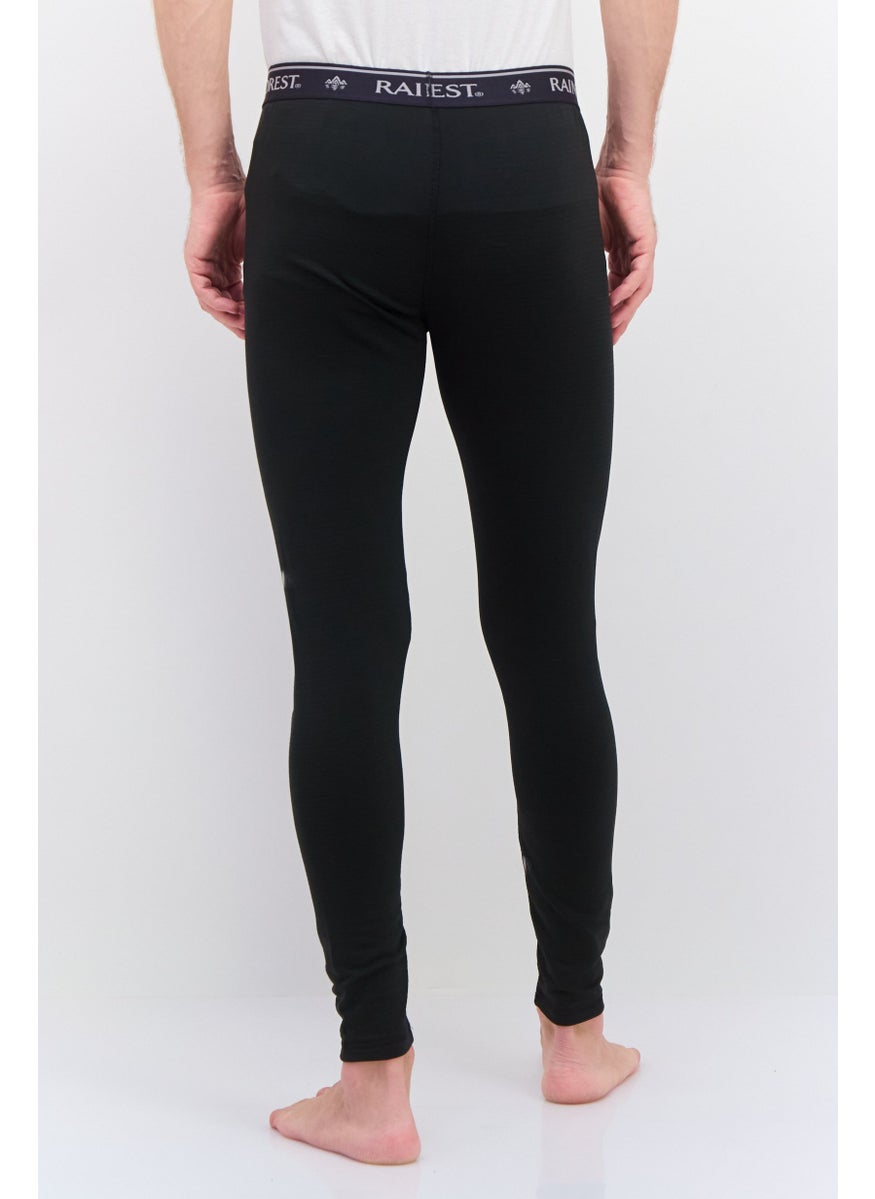 Rainforest - Men Pull On Brand Logo Base Layer Pants, Black - Image 1