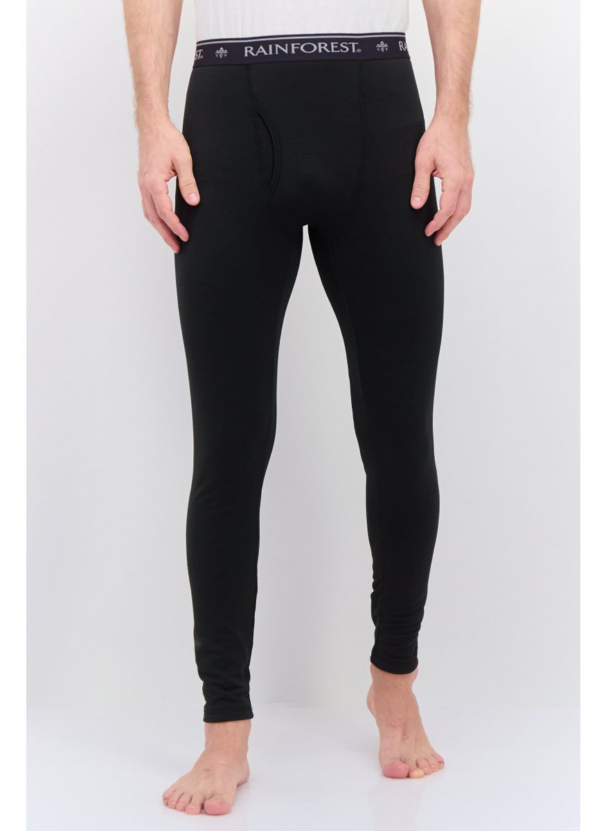 Rainforest - Men Pull On Brand Logo Base Layer Pants, Black - Image 1