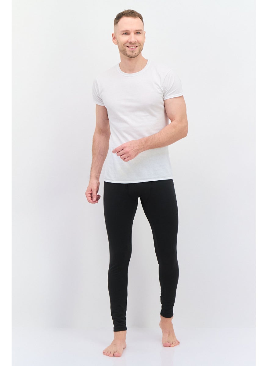 Rainforest - Men Pull On Brand Logo Base Layer Pants, Black - Image 1