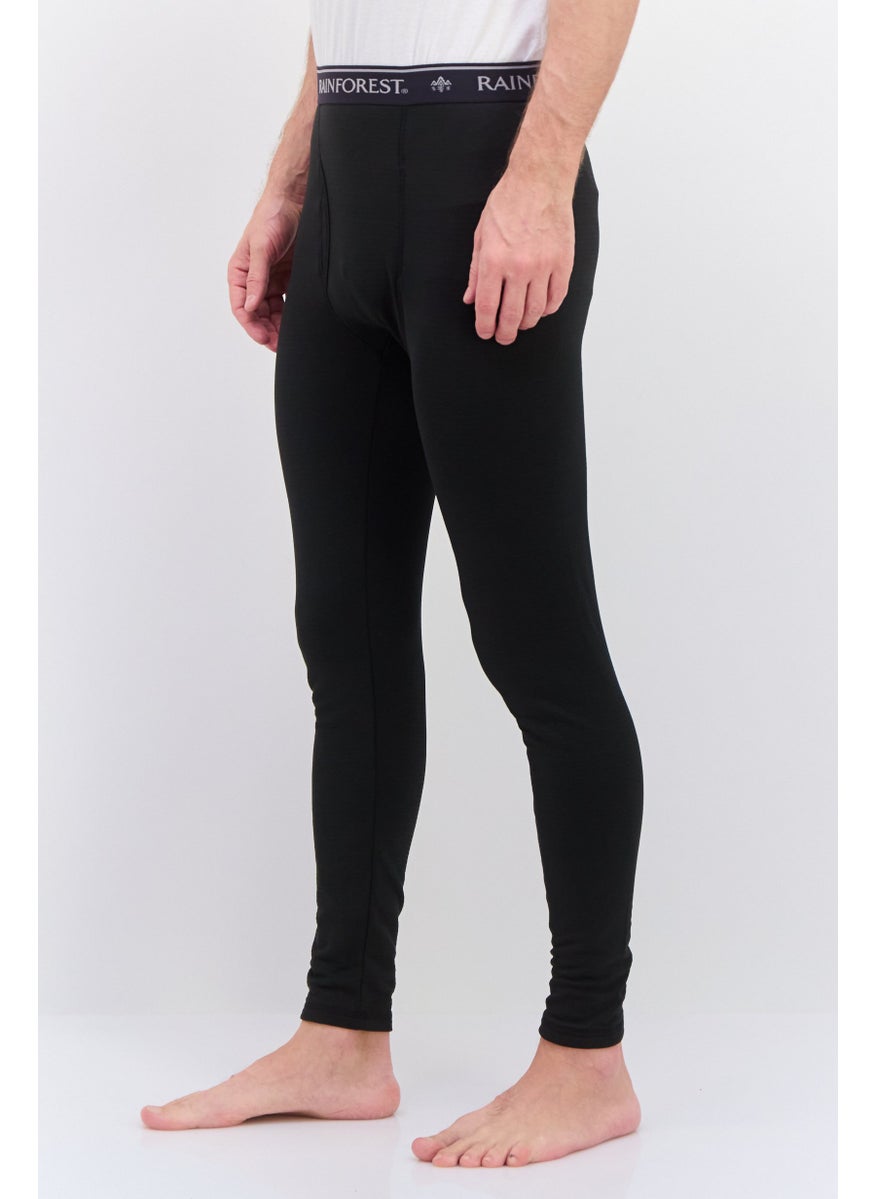 Rainforest - Men Pull On Brand Logo Base Layer Pants, Black - Image 1
