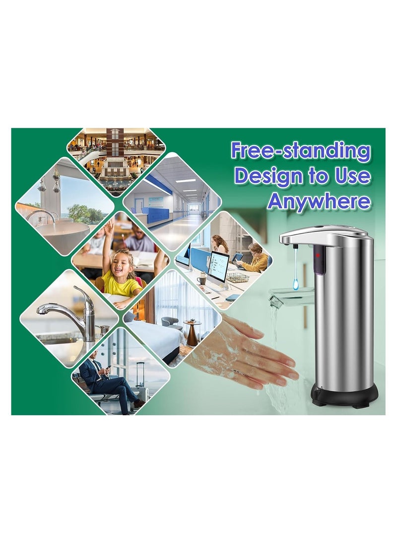 General - Automatic Soap Dispenser, Touchless Hand Soap Dispenser 3 Levels Adjustable with Infrared Sensor, Stainless Steel 9.5oz Soap Dispenser Waterproof, Liquid Soap Dispenser for Bathroom Kitchen Home Hotel - Image 1