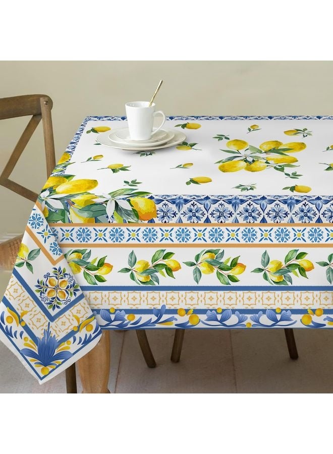 هومستر ليمون المائدة 60x84 بوصة مستطيل -الإيطالية الصيف ديكور للمنزل -المياه مقاومة البحر الأبيض المتوسط الأزرق العري الصيف الجدول مستطيل الطرف، الجدول، في الهواء الطلق - Image 1