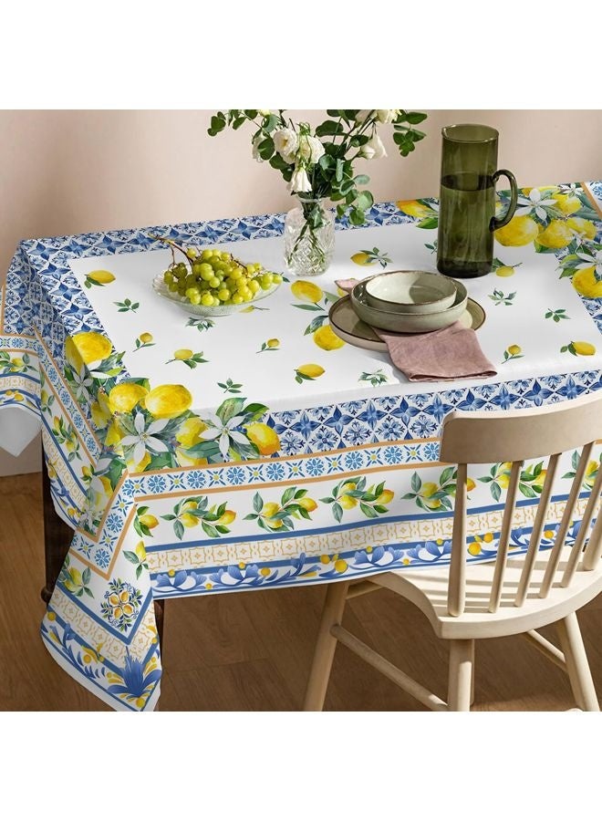 هومستر ليمون المائدة 60x84 بوصة مستطيل -الإيطالية الصيف ديكور للمنزل -المياه مقاومة البحر الأبيض المتوسط الأزرق العري الصيف الجدول مستطيل الطرف، الجدول، في الهواء الطلق - Image 2