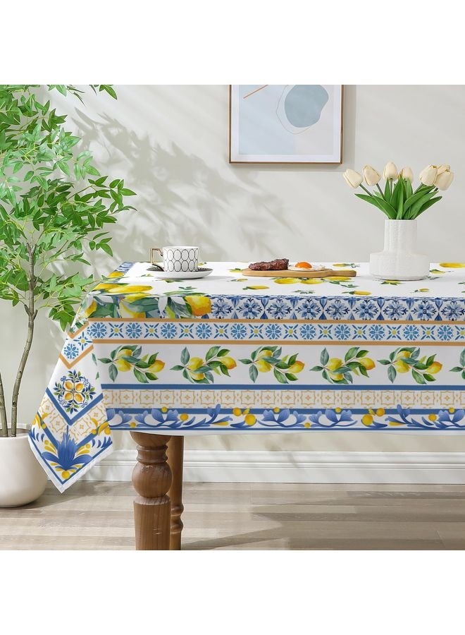 هومستر ليمون المائدة 60x84 بوصة مستطيل -الإيطالية الصيف ديكور للمنزل -المياه مقاومة البحر الأبيض المتوسط الأزرق العري الصيف الجدول مستطيل الطرف، الجدول، في الهواء الطلق - Image 4