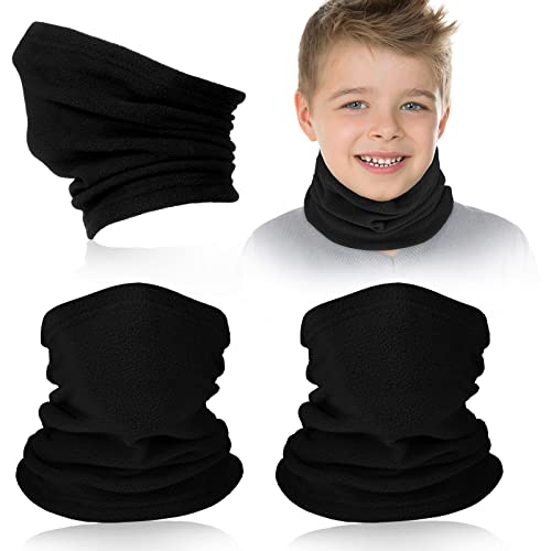 JenPen 4 Pieces Kids Winter Neck Warmer Gaiter Fleece Ski Neck Gaiter Cover Windproof Face Scarfs for Boys Girls Cold Weather(Black) - Image 1