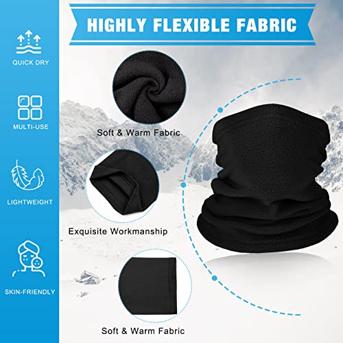 JenPen 4 Pieces Kids Winter Neck Warmer Gaiter Fleece Ski Neck Gaiter Cover Windproof Face Scarfs for Boys Girls Cold Weather(Black) - Image 3