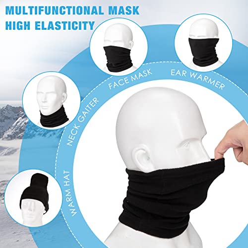 JenPen 4 Pieces Kids Winter Neck Warmer Gaiter Fleece Ski Neck Gaiter Cover Windproof Face Scarfs for Boys Girls Cold Weather(Black) - Image 4
