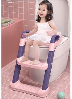 ABJ Pink Ladder Potty Training Seat for Girls – Foldable Toilet Training Seat with Anti-Slip Pads, Adjustable Height, and Soft Comfortable Seat  - Image 1