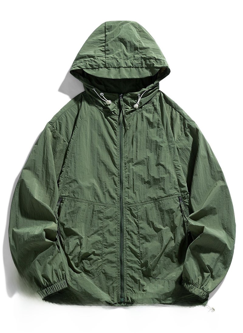 Generic Summer UV Protection Ice Silk Sunproof Skin Jackets for Men Army Green 
