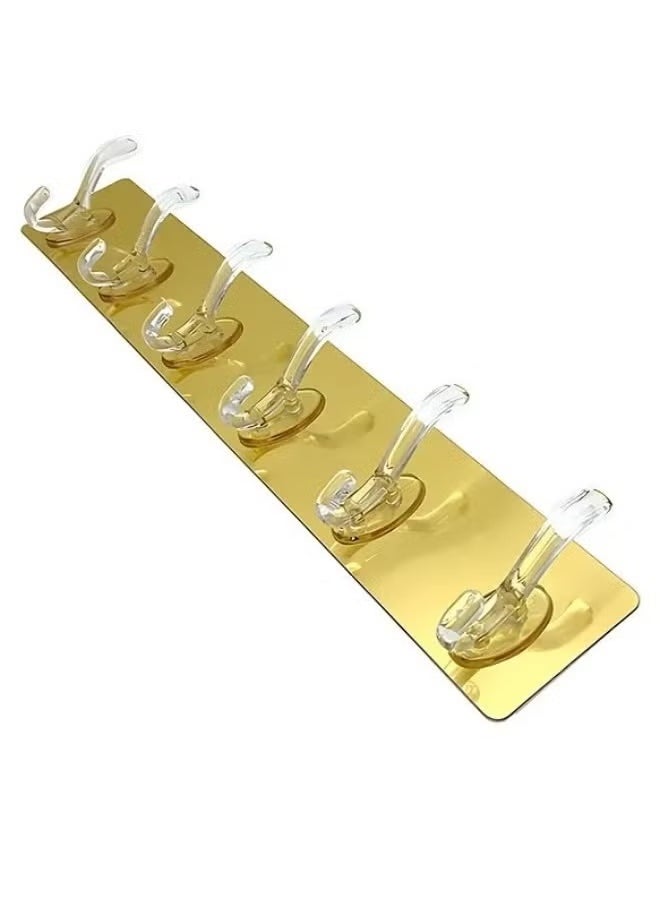 Generic 6 Hooks Multifunctional Self Adhesive Wall Hanger No Drilling Bathroom Strong Adhesive Towel Hanger  - Image 1