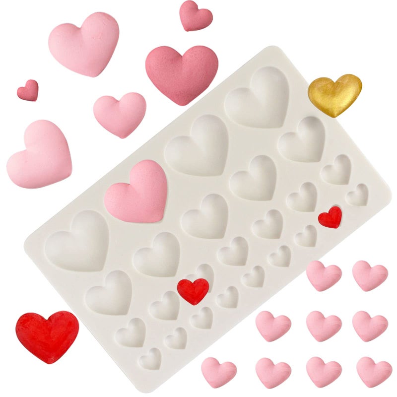 Yedadone 25 Cavities Heart Shape Silicone Fondant Mold Heart Shape Chocolate Mold Baking Silicone Mold Cake Decorating Sugar Craft Polymer Clay - Image 1