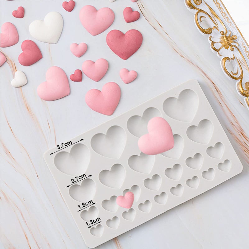 Yedadone 25 Cavities Heart Shape Silicone Fondant Mold Heart Shape Chocolate Mold Baking Silicone Mold Cake Decorating Sugar Craft Polymer Clay - Image 2