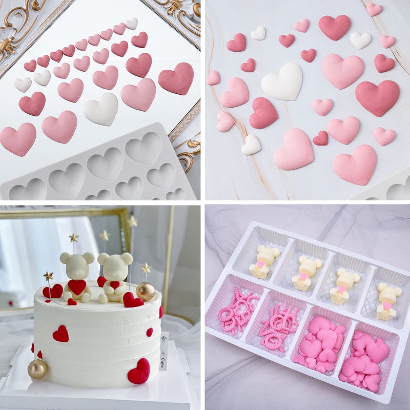 Yedadone 25 Cavities Heart Shape Silicone Fondant Mold Heart Shape Chocolate Mold Baking Silicone Mold Cake Decorating Sugar Craft Polymer Clay - Image 4