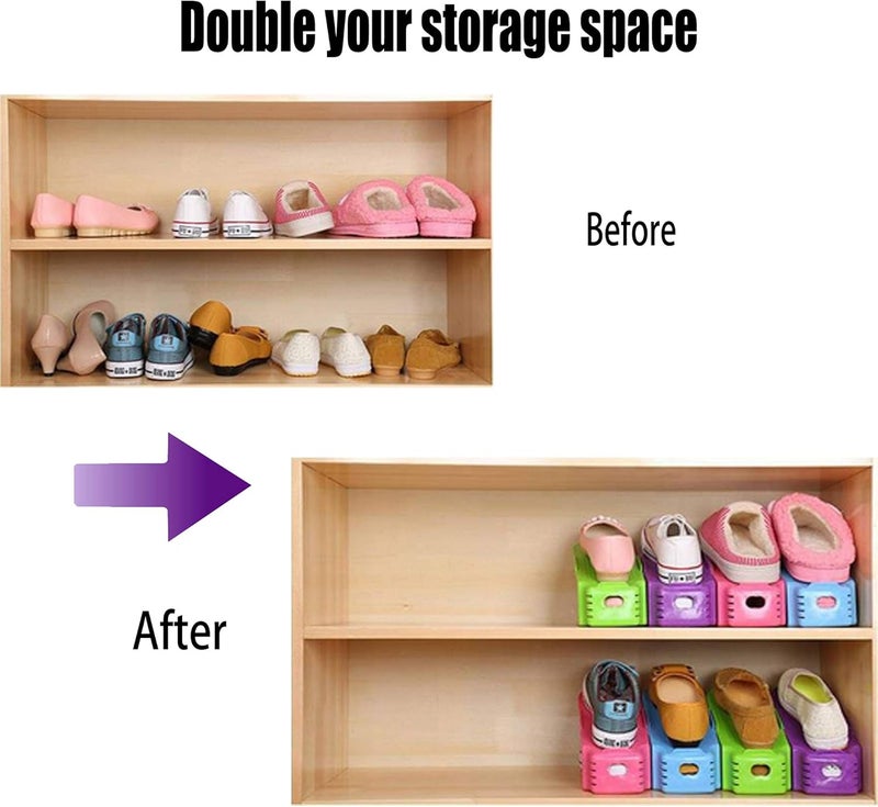 RISETEX Shoe Slots Organizer 36 Pack,Space Saver Shoe Stackers for a Pair of Shoes,Adjustable Double Layer Stack Shoe Rack, 50% Space-Saving Storage Shoe Rack Holder for Shoe Rack Closet Organization - Image 4