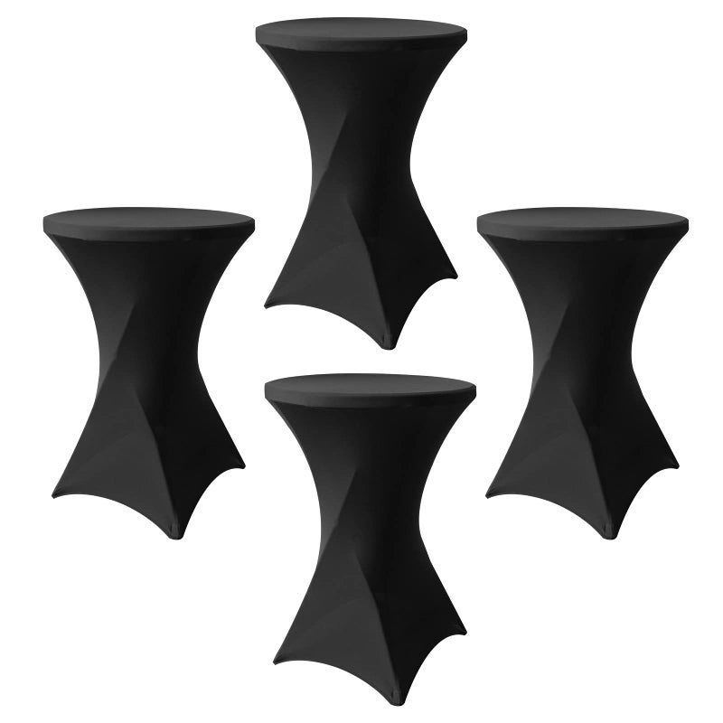 SUNTQ SUNTQ 4 Pack 32x43 Cocktail Table Covers Spandex Stretch Square Corners Black Table Cloths Fitted Stretch Cocktail Tablecloths for PartiesBirthdayVendorsOutdoor EventsDJBanquetTradeshows