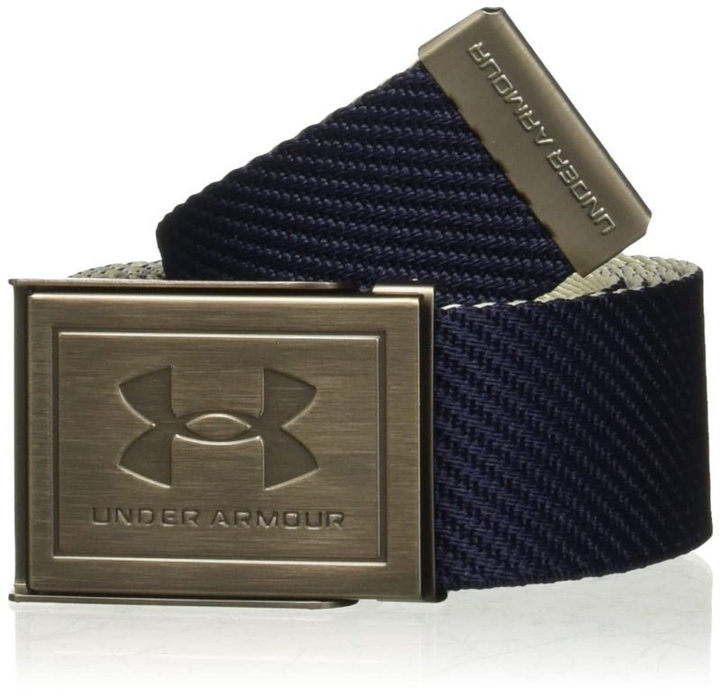 Under Armour Men's Webbing Belt, (410) Midnight Navy/Khaki Base/Silver, One Size Fits Most - Image 1