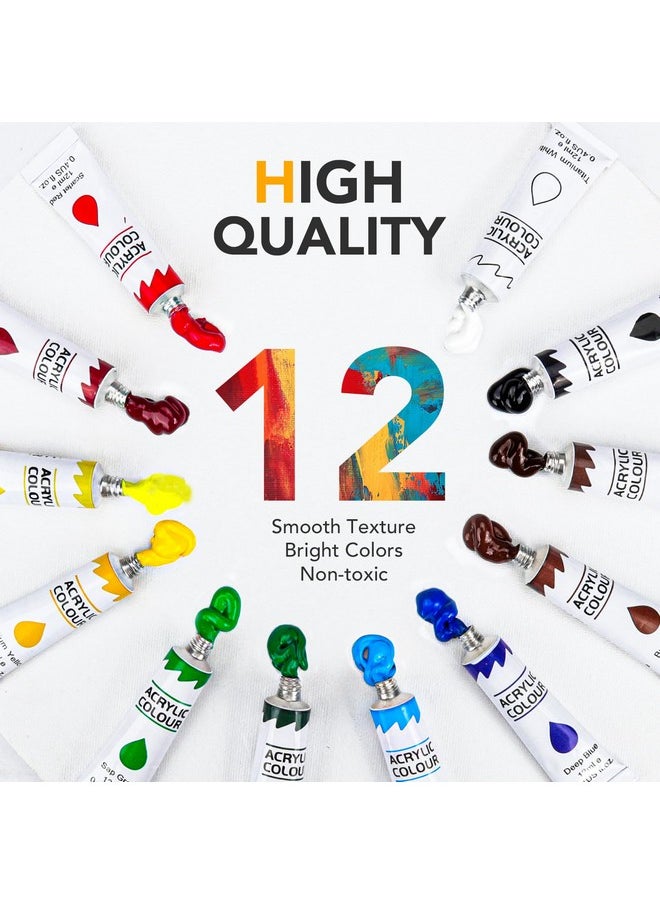 ESRICH - ESRICH Acrylic Paint Canvas Set,104 Piece Professional Painting Supplies Kit with 4 Wood Easel,4 * 12Colors,4 * 10 Paint Brushes,Canvas Etc,Premium Paint Kit for Kids Students Artists Beginner - Image 1