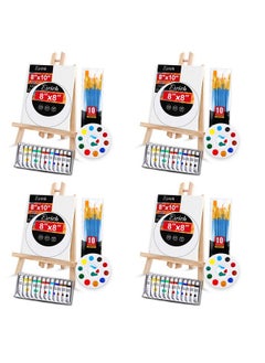 ESRICH Acrylic Paint Canvas Set,104 Piece Professional Painting Supplies Kit with 4 Wood Easel,4 * 12Colors,4 * 10 Paint Brushes,Canvas Etc,Premium Paint Kit for Kids Students Artists Beginner