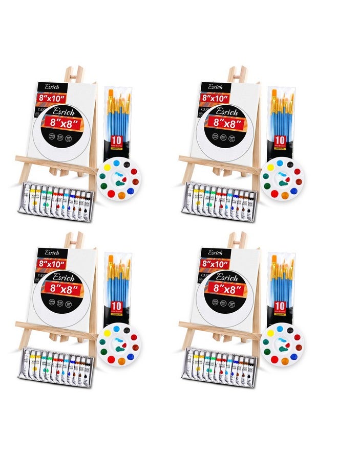 ESRICH - ESRICH Acrylic Paint Canvas Set,104 Piece Professional Painting Supplies Kit with 4 Wood Easel,4 * 12Colors,4 * 10 Paint Brushes,Canvas Etc,Premium Paint Kit for Kids Students Artists Beginner - Image 1