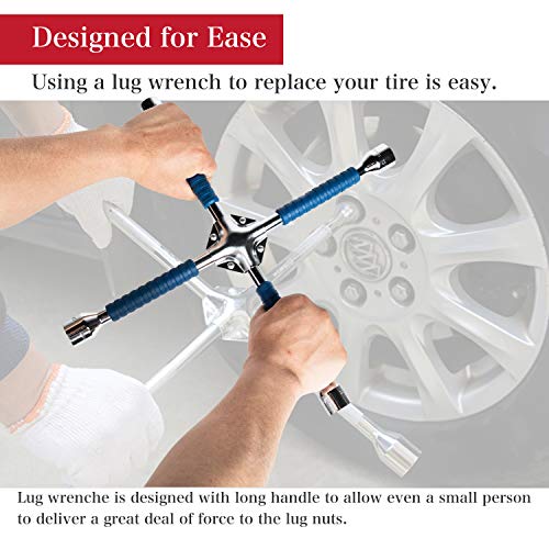 ETERNA Professional 18" Four Way Lug Wrench, Car Wheel Lug Nut Cross Wrench, Universal Heavy Duty Socket Spanner,Carbon Steel Car Tire Repair Tool - Image 3