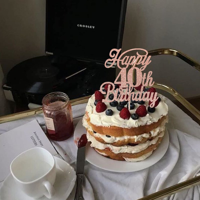 RSSTARXI 1 حزمة سعيدة 40 عيد ميلاد كعكة توببر بريق 40 & هتافات رائعة إلى 40 سنة من عمر الأربعين ، - Image 5