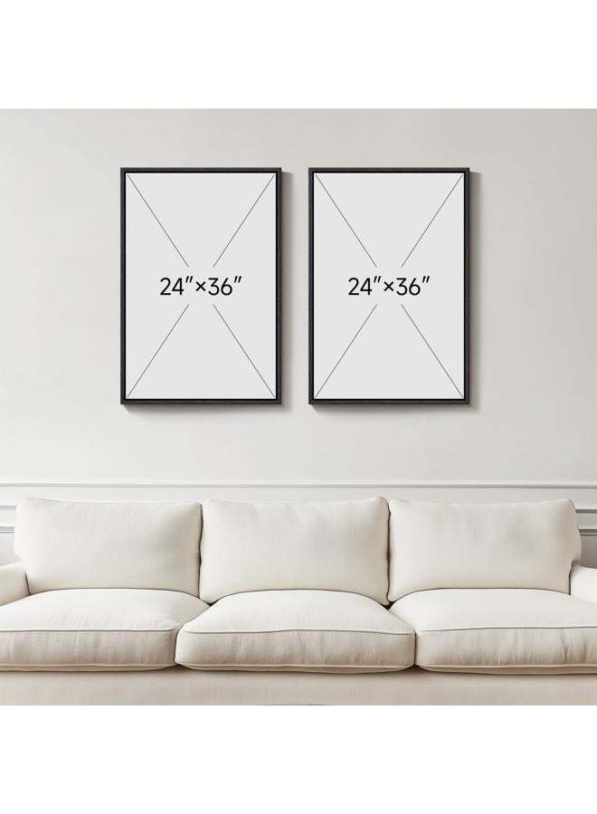Cuspin Framed Black and White Abstract Wall Art for Living Room, Large Set of 2 Minimalist Modern Canvas Prints for Walls, Seascape Horizon Pictures for Bedroom Dining Room Hallway Office Wall Decor 24x36 In - Image 3