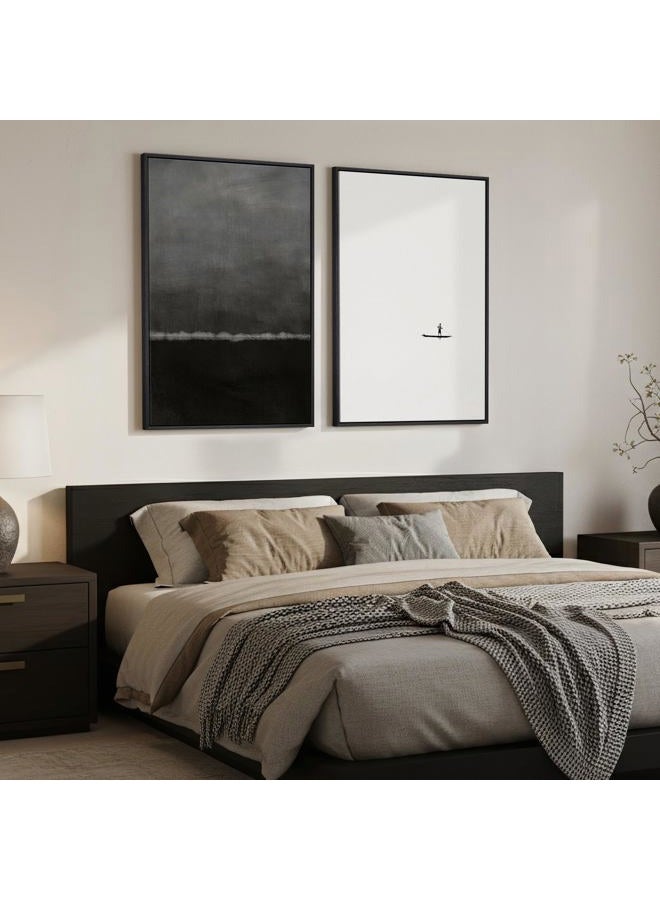 Cuspin Framed Black and White Abstract Wall Art for Living Room, Large Set of 2 Minimalist Modern Canvas Prints for Walls, Seascape Horizon Pictures for Bedroom Dining Room Hallway Office Wall Decor 24x36 In - Image 4
