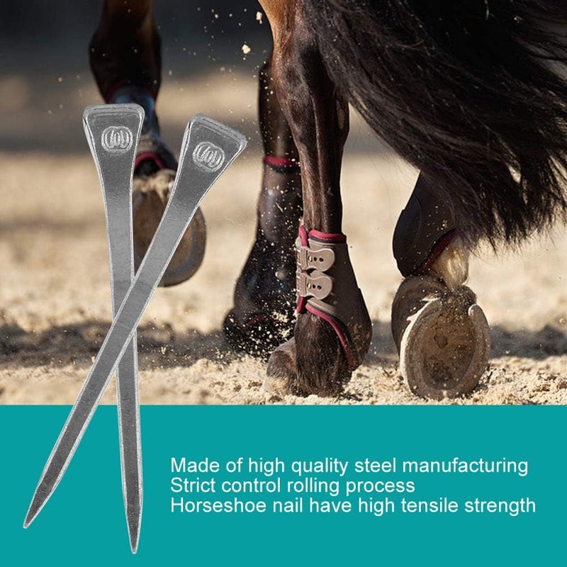 EECOO Horseshoe Nails, E6 250PCS Firmly Horse Hoof Nails with Good Elasticity Steel Hoof Pegs Securing Accessory for Horse Training Equestrian Sports - Image 2