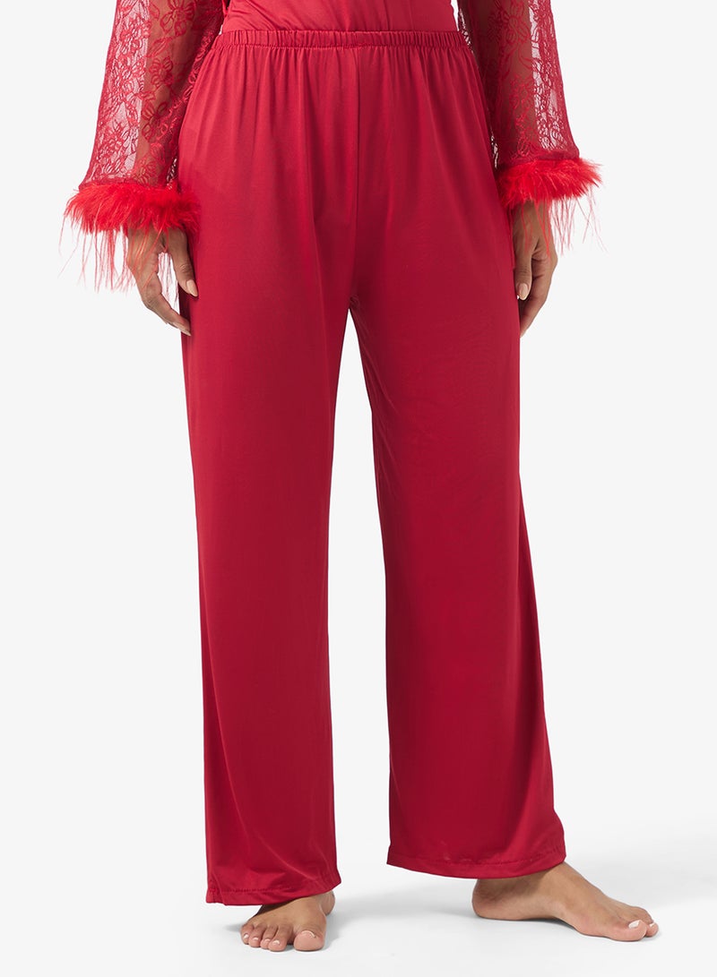 Ginger Lace Detail Wrap Around Robe & Pyjama Set - Image 4