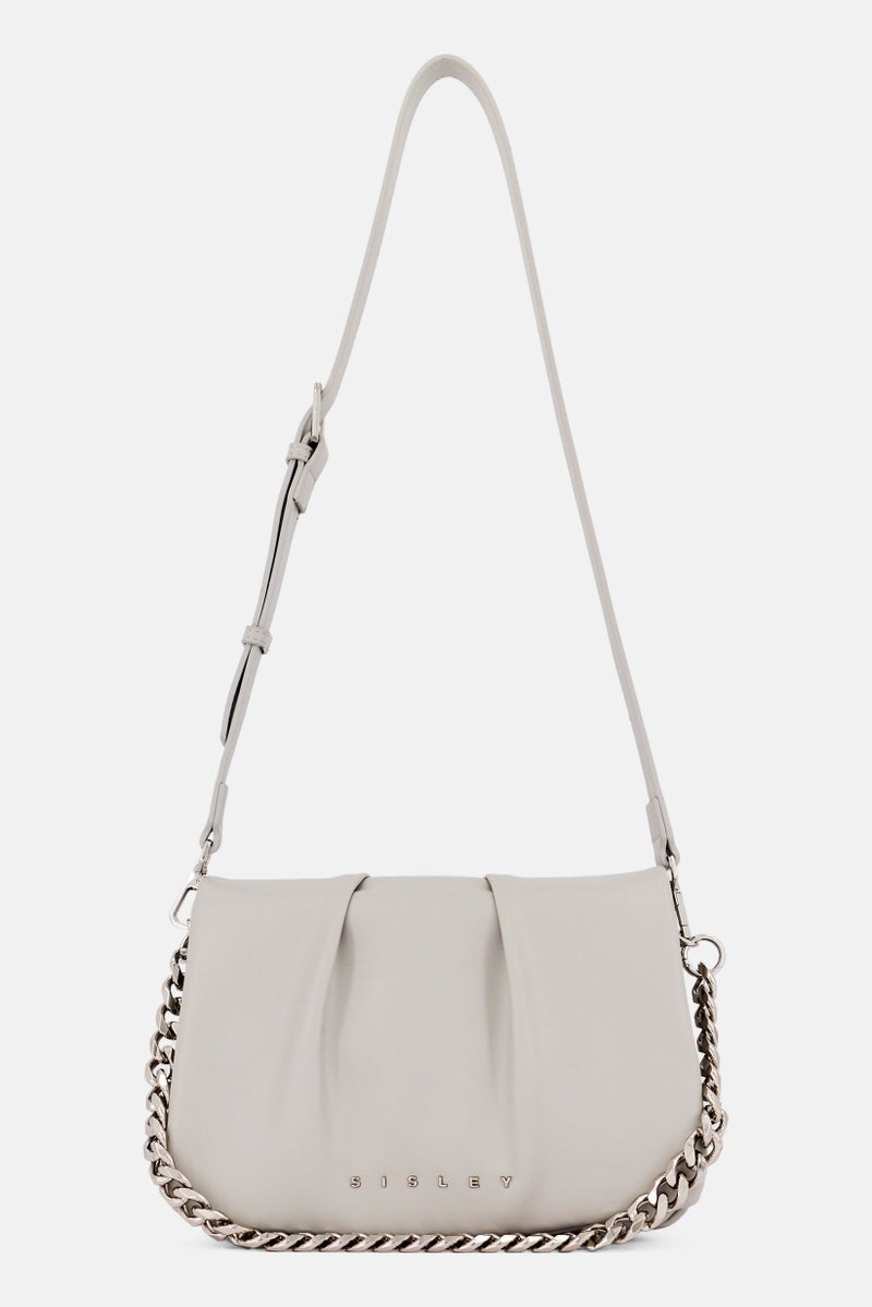 SISLEY Women Brand Logo Shoulder Bag,  Light Taupe - Image 1