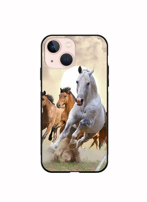 Protective Case Cover For Apple iPhone 13 Running Horses Design Multicolour