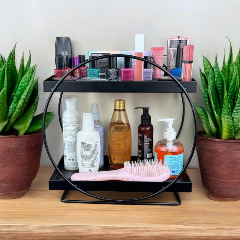 12FOR COLLECTION 2-Tier Metal Organizer | Freestanding Storage Rack for Kitchen, Bathroom, or Office | Space-Saving Countertop Shelf for Toiletries, Makeup, & Accessories - Image 2