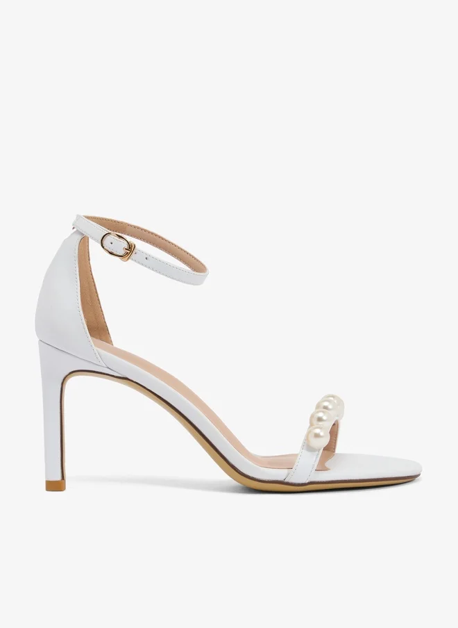 Pearl Detail Embellished High Heel With Strap