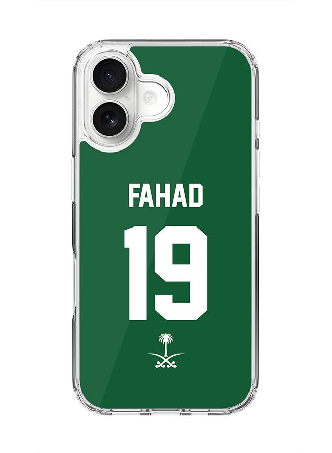 Classic Clear MagSafe Case for iPhone 17 , Hybrid Soft Case Flexible Edges Anti Drop TPU PC Gel Thin Transparent Cover [ Designed for iPhone 17 ] - Football Team - Saudi Arabia, Player Name - Fahad