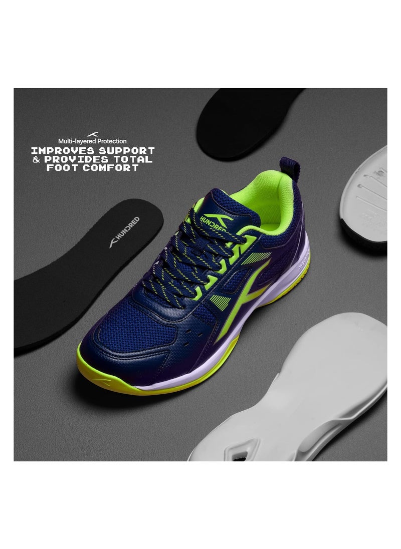HUNDRED HUNDRED Raze Non-Marking Professional Badminton Shoes for Men | Size: UK 4/US 5/EU 38 | Material Upper: Polyester, Sole: Rubber | Suitable for Indoor Tennis/Squash/Table Tennis/Basketball & Padel  - Image 2