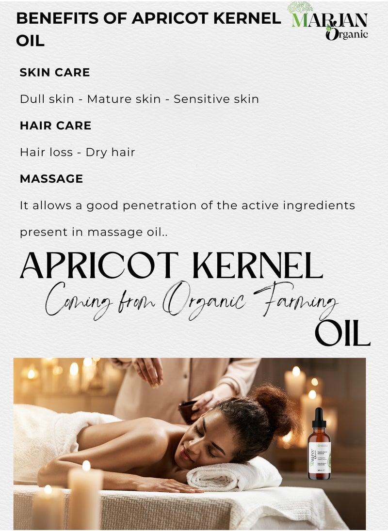 MARJAN ORGANIC Apricot Kernel Oil 20ml - Certified Organic - 100% Pure Cold Pressed - Extra Virgin - Massage Anti-aging -  For Face, Skin, Body, Hair Growth & Nails  - Image 3