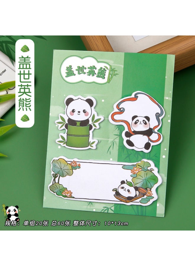 HELPS Cartoon Cute Panda Combination Post-it Notes For Students With High Color Value Tearable Notes Alien Message Notes N Stickers - Image 1