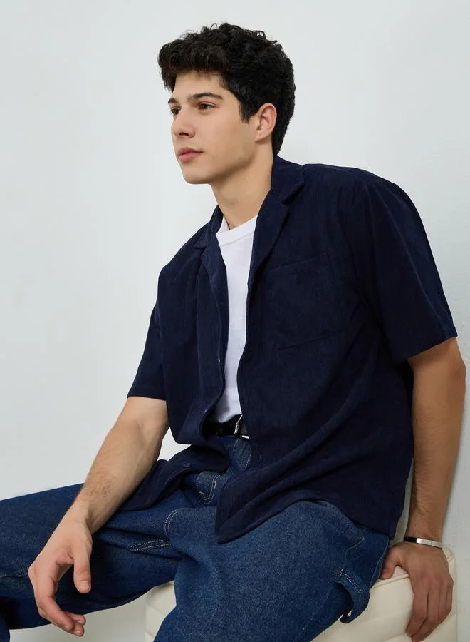 Take Two Men Dark Blue Corduroy Shirt