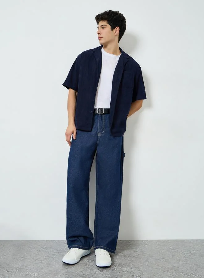 Take Two Men Dark Blue Corduroy Shirt