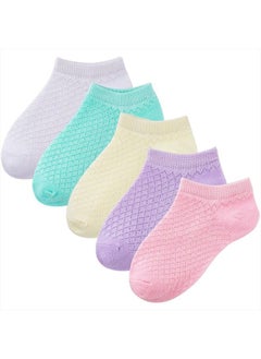 Pack of 5 Mesh Thin Baby Girls Boys Cotton White Socks Toddler Kids No Show Ankle Socks 1-8T (5 color,1-3T)