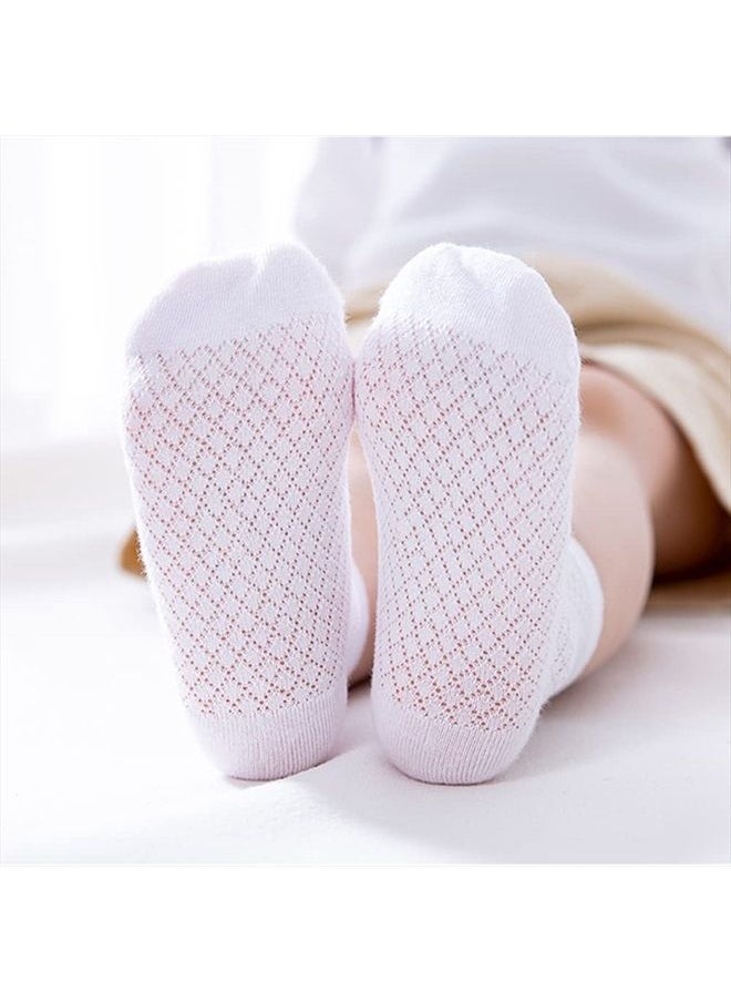 Looching - Pack of 5 Mesh Thin Baby Girls Boys Cotton White Socks Toddler Kids No Show Ankle Socks 1-8T (5 color,1-3T) - Image 1