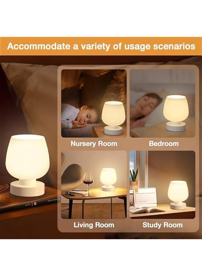 HOOKOR Touch Bedside Table Lamp for Bedroom Nightstand, 3 Way Dimmable, Modern Small Lamp for Small Place with Glass Lampshade for Room Decor - Bulb Included - Image 3