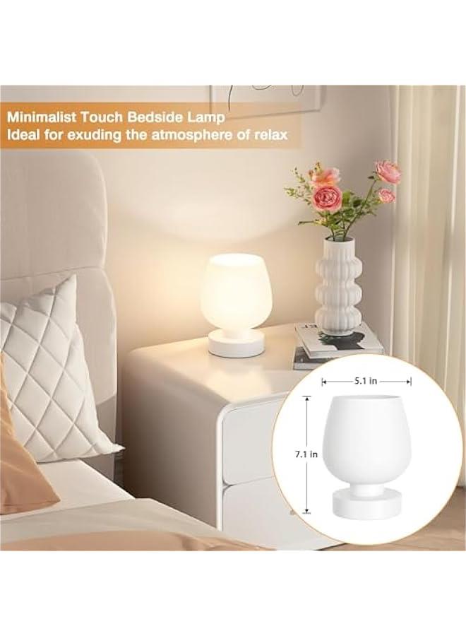 HOOKOR Touch Bedside Table Lamp for Bedroom Nightstand, 3 Way Dimmable, Modern Small Lamp for Small Place with Glass Lampshade for Room Decor - Bulb Included - Image 5